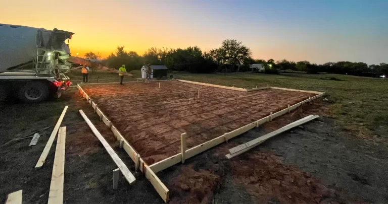 Pavement Photo with Concrete Mixer and Workers for Dallas Concrete Contractor
